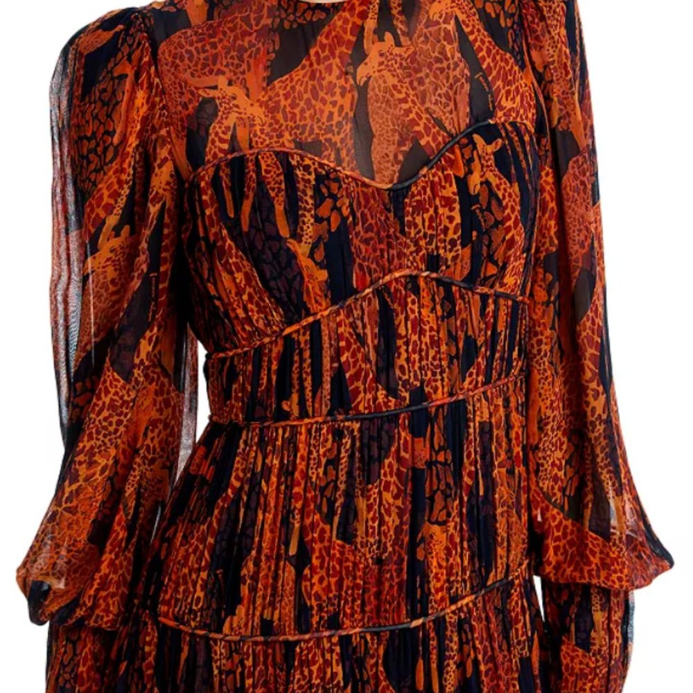 FARM Rio Giraffes Puff Sleeve Maxi Dress